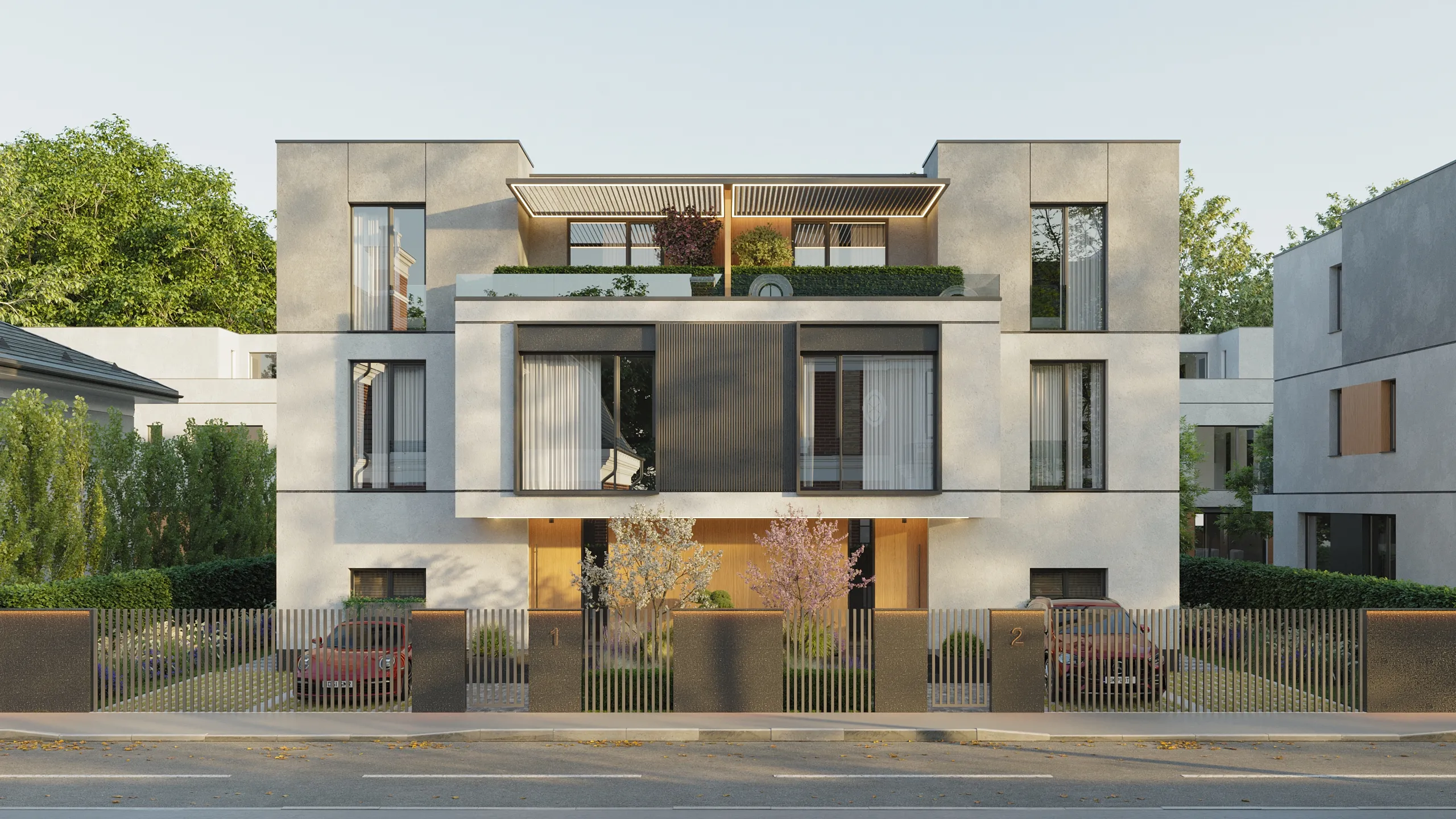 Cadru 3 din Ansamblu de Locuințe Cuplate: Minimalism Arhitectural High-End